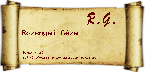 Rozsnyai Géza névjegykártya